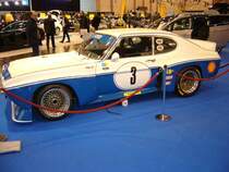 Ford Capri RS 3100 aus der Deutschen Rundstrecken Meisterschaft von 1974. Unvergessen sind die Erfolge, die Dieter Glemser und Jochen Mass bei der deutschen und europischen Tourenwagenmeisterschaft mit diesem 320 PS  Monster  erzielten. Essen Motorshow 30.11.2010.
