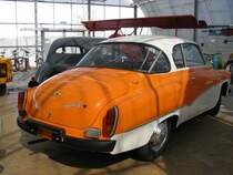 Heckansicht des Coup Wartburg 312, fotografiert im Technischen Landesmuseum in der Hansestadt Wismar, 17.04.2010