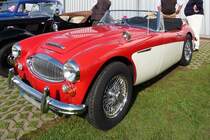 Austin Healey 3000 vor den Hallen des Flugplatzes Niershorst (Grefrath, 11.9.2010)
