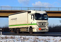 MB Actros V8 2551  Hedinger  auf der A61 bei Miel - 15.12.2010