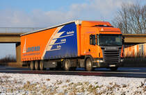 Scania G 440  Leipziger Logistik  auf der A61 bei Miel - 15.12.2010