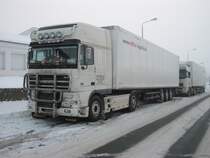 DAF-XF am 19.Dezember 2010 beim ersten Schnee im Industriegelnde von Bergen/Rgen.