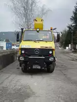 Ein Zweiwege Unimog in Neckargem�nd Bhf am 14.03.10