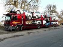 Mercedes Actros Autotransporter in Bren an der Aare am 29.01.2011