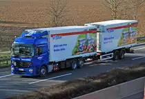 MB Actros 2546 Khllaster Tandemzug,  Spedition Greilmeier , auf der A61 bei Weilerswist - 07.02.2011