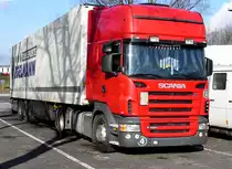 8.02.2011: ein SCANIA R 420 aus Litauen beim Einhalten der Ruhepause -