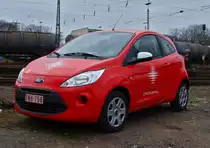 Mit solchen Ford KA kommen die Lokf�hrer der Belgischen Crossrail zur Arbeit, gesehen am 10.03.2011 in Aachen West. 