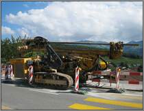 Diese KLEMM Bohrmaschine wurde bei Umbauarbeiten am Bahnhof in Spiez in der Schweiz eingesetzt. Die Aufnahme stammt vom 18.07.2010.