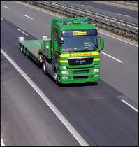 29.03.2011: Leerfahrt von MAN TGX -XXL- Tiefauflieger der Fa. Schmallenbach...