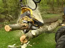 Das Greif und S�gewerkzeug des John Deere 1270 D – Harvester. 