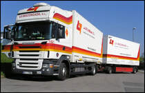 15.04.2011: einen weiten Weg hat der Scania R 42 Hngerzug aus Spanien hinter sich..