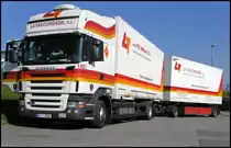 15.04.2011: einen weiten Weg hat der Scania R 42 H�ngerzug aus Spanien hinter sich..