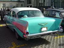 Heckansicht eines 1957´er Chevrolet Bel Air Series 2400C. Hier wurde die Karosserievariante Sedan abgelichtet. Von dieser Version wurden 1957 260.401 Fahrzeuge produziert, die ab US $ 2.174,00 beim Chevy-Dealer standen. Saisoner�ffnung am D�sseldorfer Meilenwerk 10.04.2011.