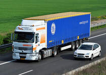 Renault Premium 430  Beurskens  auf der A61 bei Miel - 28.04.2011