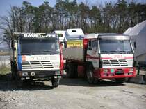 Steyr 19S31 Kipper mit Kran, daneben ein schner 19S39. Fotografiert in Zettling am 3.4.2011.