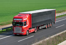 Scania 164L V8 480  HF  aus Belgien auf der A61 bei Miel - 28.04.2011