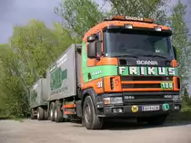 Scania 124G 400 Altglastransporter von Frikus bei der Wochenendruhe.17.4.2011