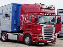 SCANIA R620,V8 als Zugmaschine f�r einen Gro�viehtransportauflieger;110609