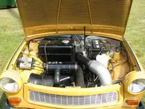 Motorinnenraum eines Trabanten 601 S, gesehen beim 13. Perleberger Oldtimer- und Milit�rfahrzeugtreffen, Flugplatz Perleberg 10.07.2011
