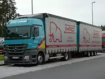 MB Actros MP3 1841 Tandem-H�ngerzug der Spedition Ihro auf der Rastanlage Kammersteiner Land, 02.06.2011