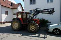 Same Explorer 90 turbo, italienischer Allradschlepper mit 88PS, hier mit angebautem Frontlader, Juli 2011