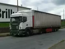 SCANIA-Sattelzug aus Litauen,am 26.Juli 2011,im Industriegel�nde von Bergen/R�gen.