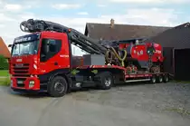 Iveco Stralis 500 E5, Goldhofer Auflieger und Wirtgen Straenfrse
(14.08.2011)