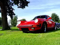 PORSCHE-Carrera auf einem Wiesenparkplatz bei Antiesenhofen;110814
