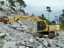 Komatsu PC 180 LC steht in einem Steinbruch in Sdnorwegen, Juli 2011
