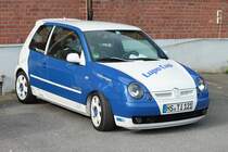 Ein VW Lupo Cup Renntourenwagen am 01.09.2011 in Aachen West. Beim Lupo-Cup zeigen junge Fahrer mit identischen Fahrzeugen was sie leisten knnen.