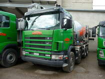 Scania 124c 420 Betonmischer in der Kiesgrube in Sutz am 27.08.2011