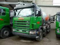 Scania 124c 420 Betonmischer in der Kiesgrube in Sutz am 27.08.2011