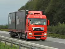 MAN Tandemh�ngerzug am 20.09.2011 auf der A4 kurz hinter dem Aachener Kreuz in Richtung Niederlande.