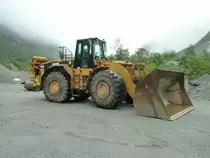 CAT Radlader steht an einer Strassenbaustelle in S�dnorwegen, Juli 2011