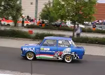 Trabant Slalomauto. Aufnahme Intercontinental Rallye Championship (IRC) am 09.09.2011.