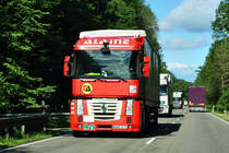 Renault Pritschenauflieger,  ALAINE  aus Frankreich, bei Offenburg 06.09.2011