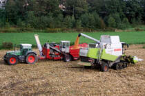 Claas Lexion 560 beim abtanken in die Maismhle 7.10.2011