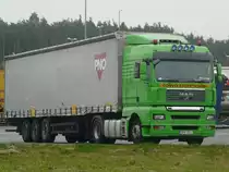 MAN TGA 18.390 mit Auflieger von PNO auf der Rastanlage  Kammersteiner Land  an der A6, 11.11.2011