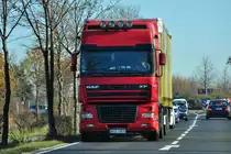 DAF XF mit Pritschenauflieger aus Polen bei Euskirchen - 09.11.2011