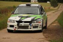 Mitsubishi EVO bei der Grabfeldrally WP 4 2011. Fahrer S. Clemens, Beifahrer: D. Rexhausen.