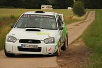 Subaru Impreza WRX STI bei der Grabfeldrally WP 4 2011. Fahrer: C. Linkel, Beifahrer: M. Schindler.