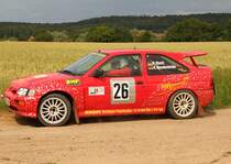 Ford Escort Cosworth bei der Grabfeldrally WP 4 2011. Fahrer: R. Macht, Beifahrer: K. Rossdeutscher