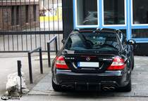 Mercedes CLK 63 AMG Black Series. Bei -10 noch immer mit den Sommerschlappen unterwegs in Stuttgart am 4.2.2012
