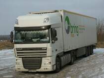 Schwedischer DAF-Sattelzug am 28.Januar 2012 in Bergen/Rgen.