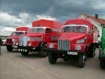 G5 Werkstattwagen,H6 und S4000 Pritsche in den Farben einer Spedition beim Oldtimertreffen in Hartmannsdorf