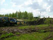 Die Trialstrecke beim Oldtimertreffen in Werdau, von unten her gesehen. Der Tatra 813 hatte so seine Probleme mit der Strecke