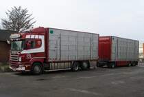 Scania Schweinetransportzug am 25.12.2007 in Padborg/Danmark