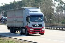 MAN TGS-Sattelzug der Spedition Sewert am 23.03.2012 auf der A2 Richtung Westen.