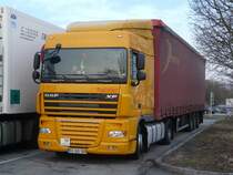 DAF XF 105.460 der Spedition Patinter aus Portugal auf der Rastanlage Leipheim an der A8, 18.03.2012