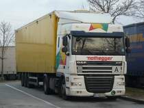 DAF XF 105.460 von Nothegger / Slowakei auf der Rastanlage Leipheim, 18.03.2012